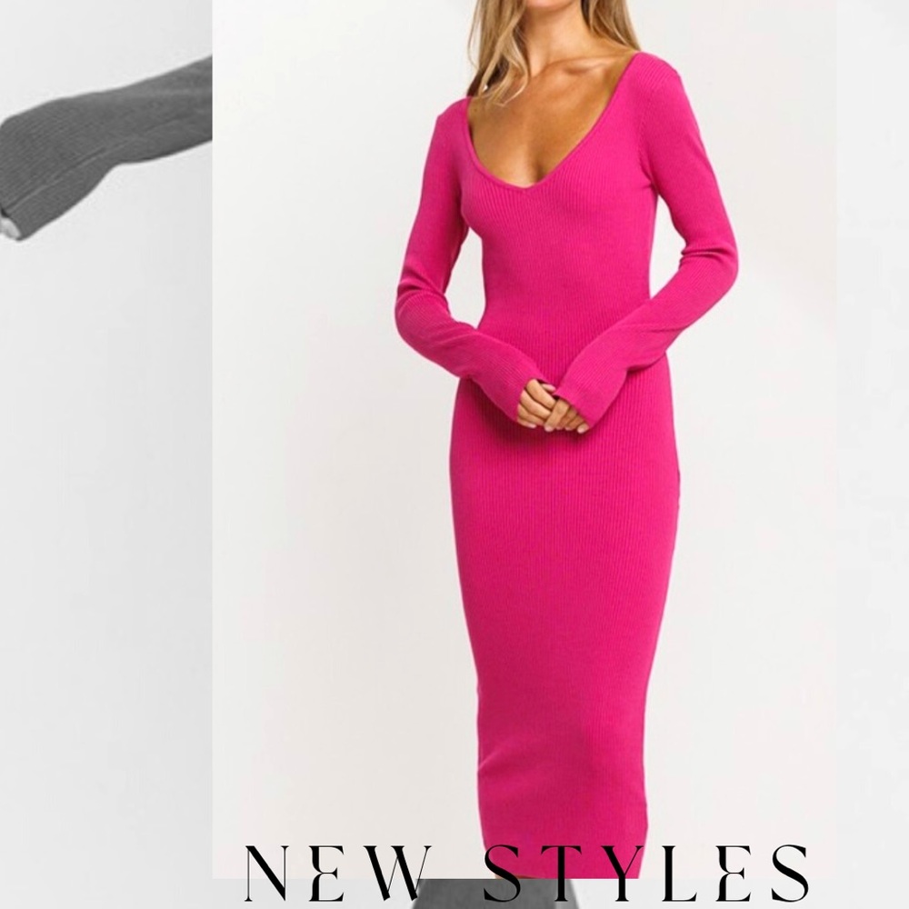 Pink long sleeve sweater dress